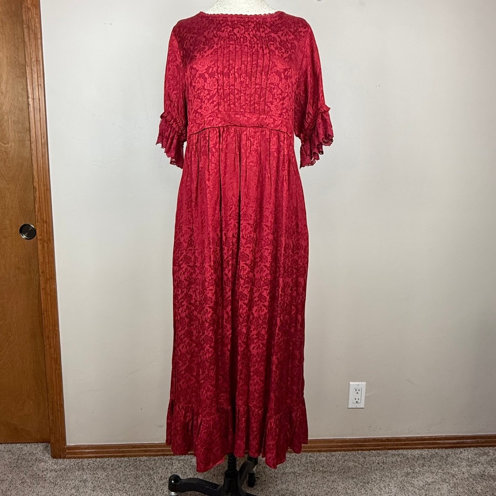 April Cornell Modern Prairie Merry Dress Womens XL Red Jacquard Regency NWT
